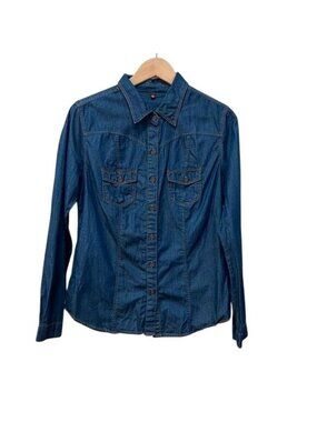 KUT From The Kloth Women’s Blue Chambray Denim Button Up Sz M